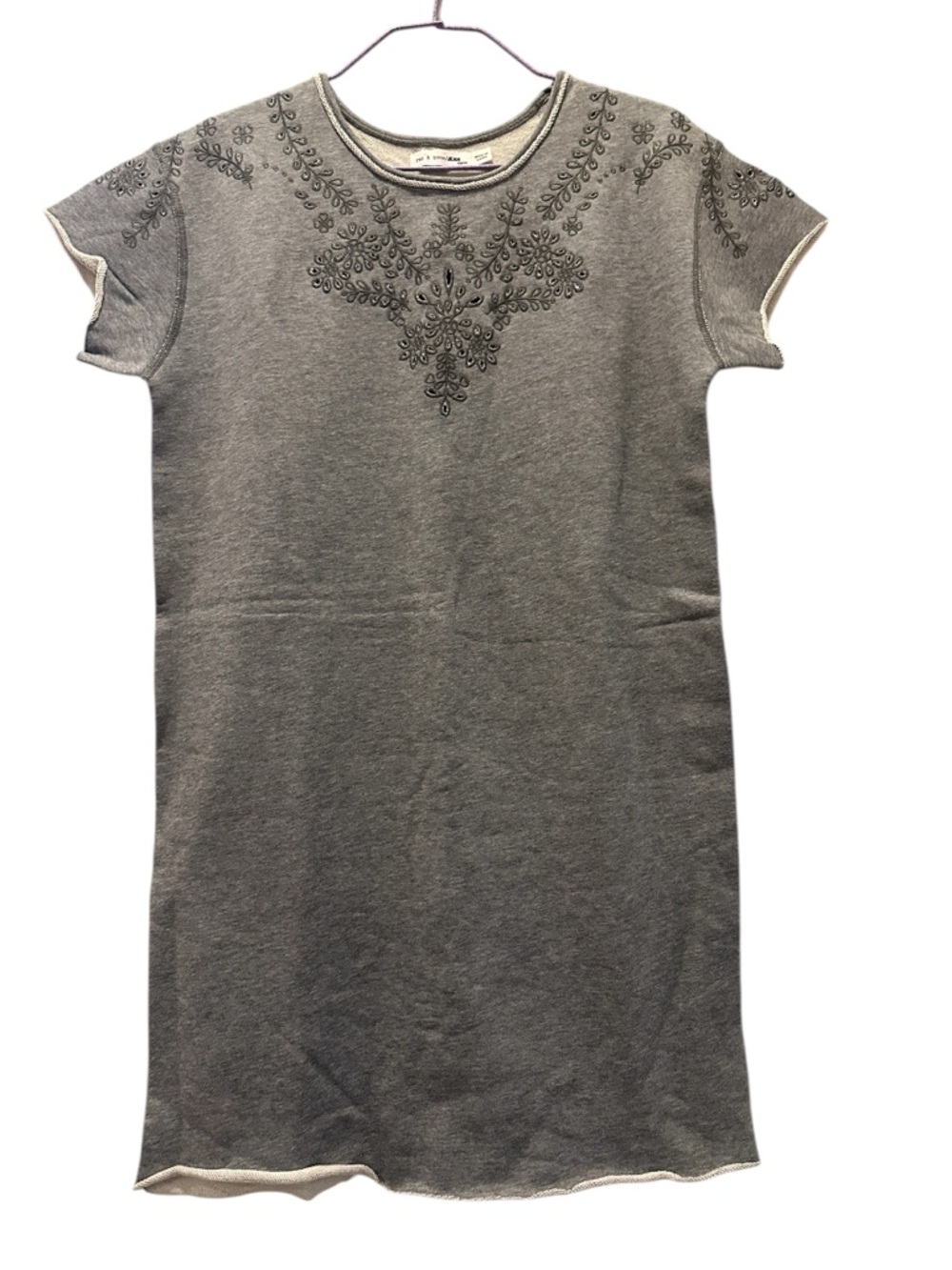 Rag & Bone Women’s Eyelet Embroidered Short Sleeve Gray ShirtDress XS Light Boho